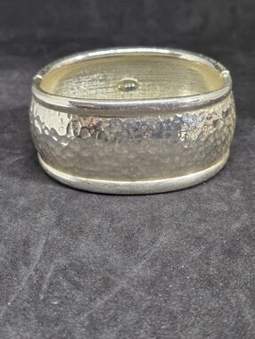 Chico's Silver Tone Wide Clamper Bangle Bracelet